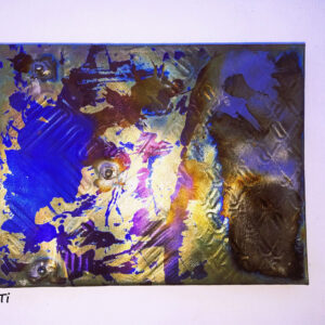 Jackson Pollock painting on titanium, arte español en titanio